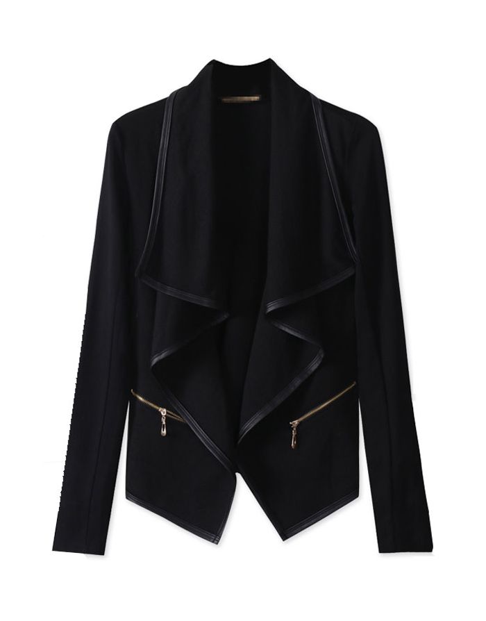 Black Lapel Irregular Clothes Fashion Stitching Long Sleeve Thin Blazer for Woman